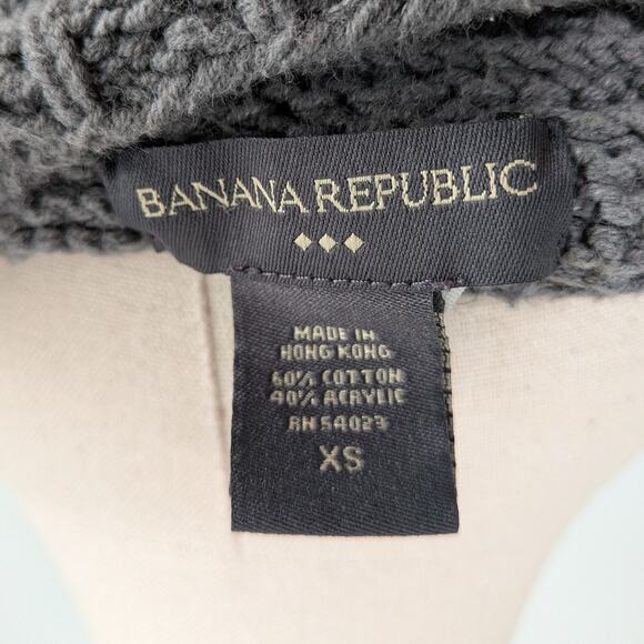 Y2K Banana Republic Cable Knit Sweater XS Gray Vneck Elena Bella Academia Chunky - Picture 6 of 10